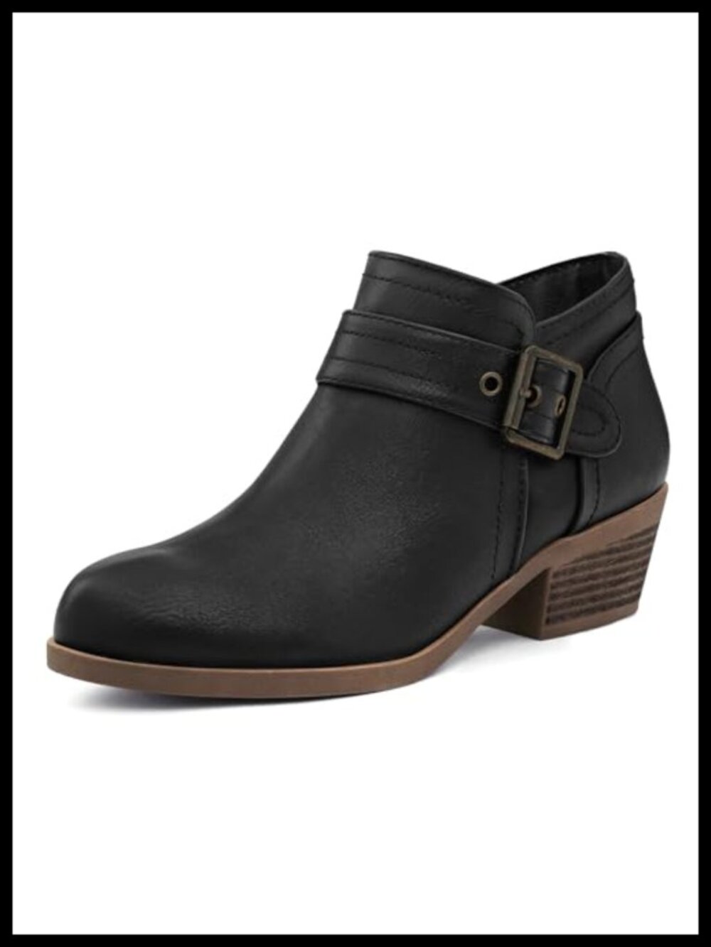 Women's Ankle Boots Low Chunky Side Zipper PU Booties